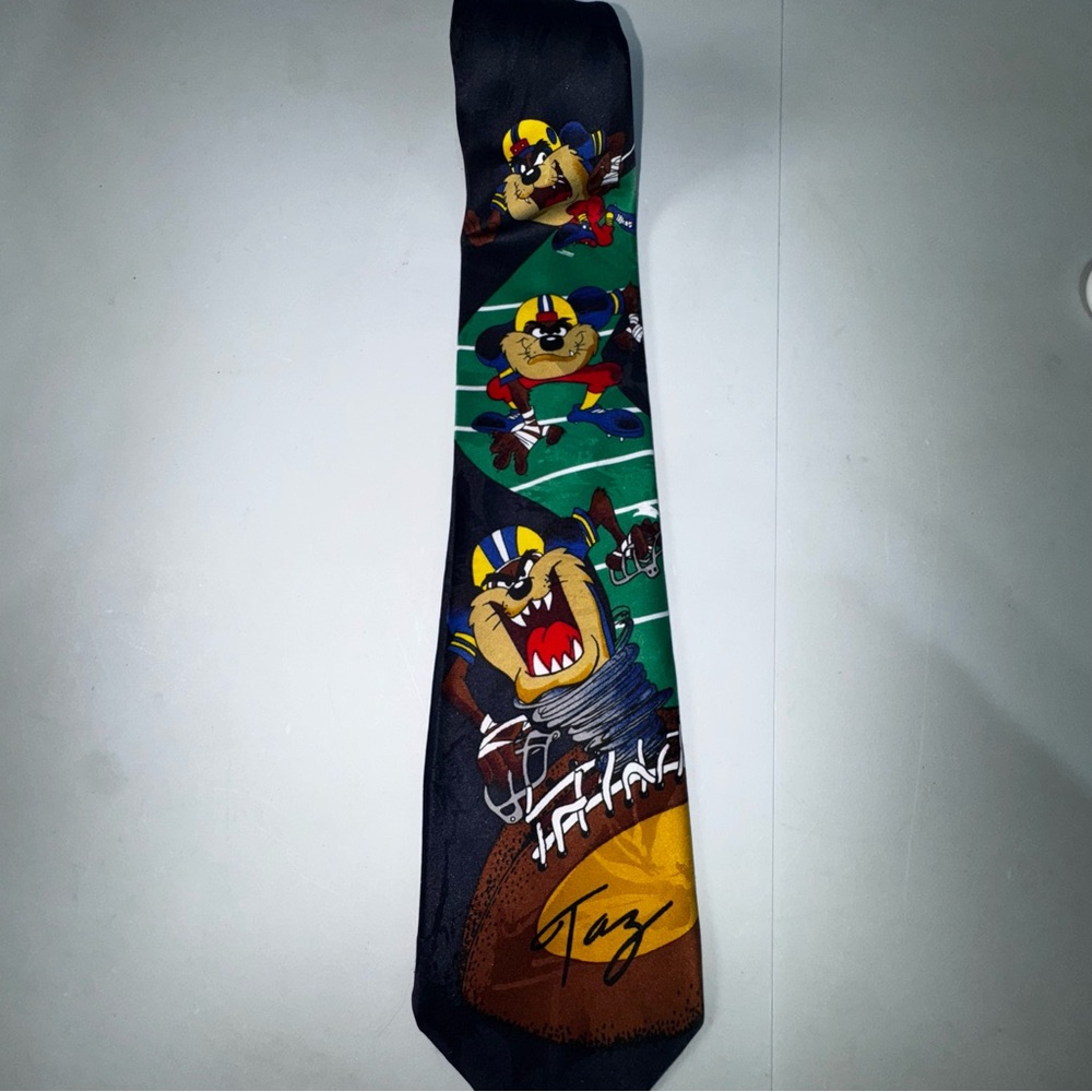 Vintage Warner Brothers 1995 Looney Tunes Mania Taz Devil Football Tie